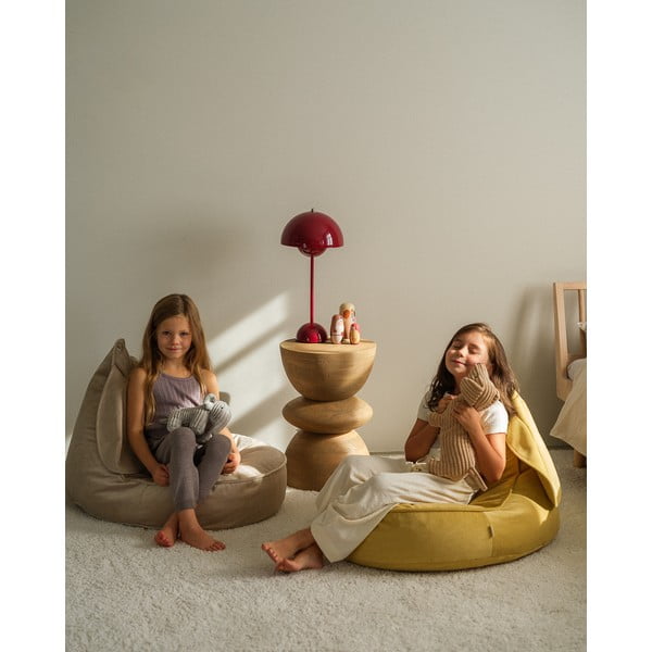 Pouf a sacco per bambini beige con rivestimento in velluto Bunny – Wigiwama-image-4