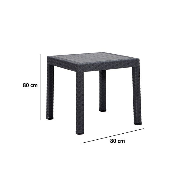 Tavolo da pranzo da giardino in plastica 80x80 cm Rattan - Floriane Garden-image-2