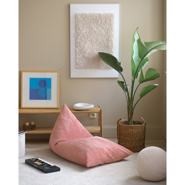 Pouf a sacco per bambini rosa con rivestimento in velluto a coste Big Lounger – Wigiwama-image-2