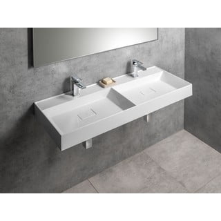 Doppio lavabo bianco in composito minerale 119x44 cm Godiva – Sapho