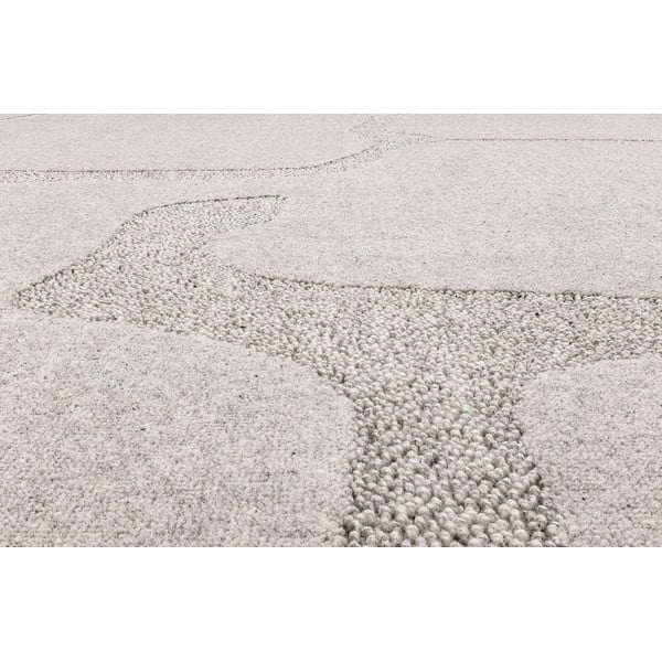 Tappeto in lana grigio chiaro 133x190 cm Morphic Organica - Agnella-image-4