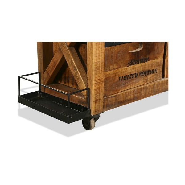 Cantinetta di colore naturale in mango massiccio numero di bottiglie 5, 100x92x30 cm Ravi – Interia Home & Living-image-4