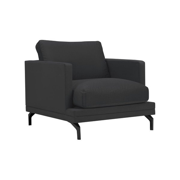 Tmavě šedé křeslo s podnožím v černé barvě Windsor & Co Sofas Jupiter-image-1