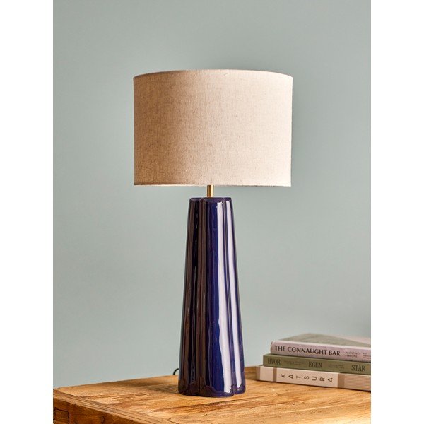 Lampada da tavolo blu/color crema in metallo con paralume in tessuto (altezza totale 61 cm) Cornelie – Bloomingville-image-2