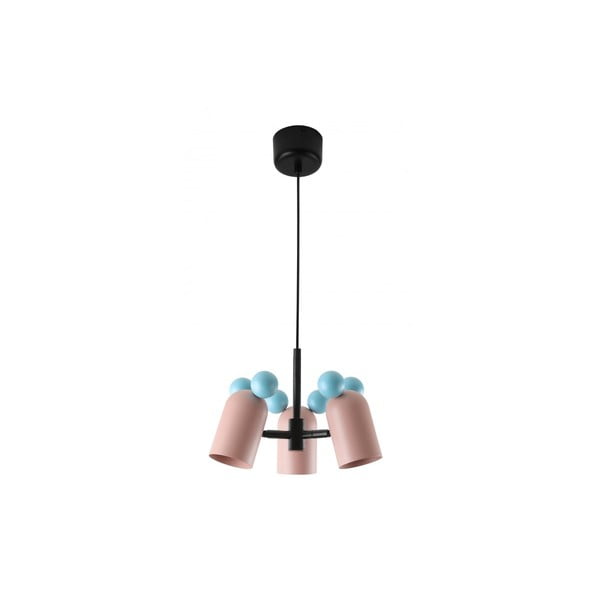 Lampada a sospensione blu-rosa con paralume in metallo Mouse II - GTV