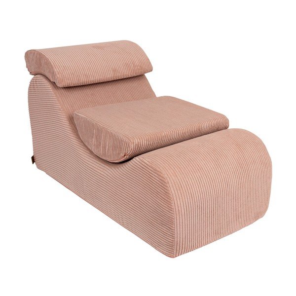 Poltrona per bambini color salmone con rivestimento in velluto a coste Wave – Meowbaby