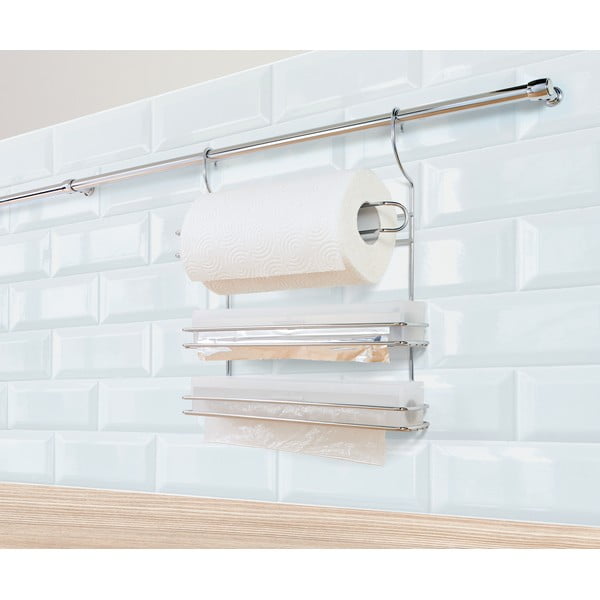 Supporto da appendere per asciugamani da cucina in acciaio cromato color argento Lonardo - Metaltex-image-2