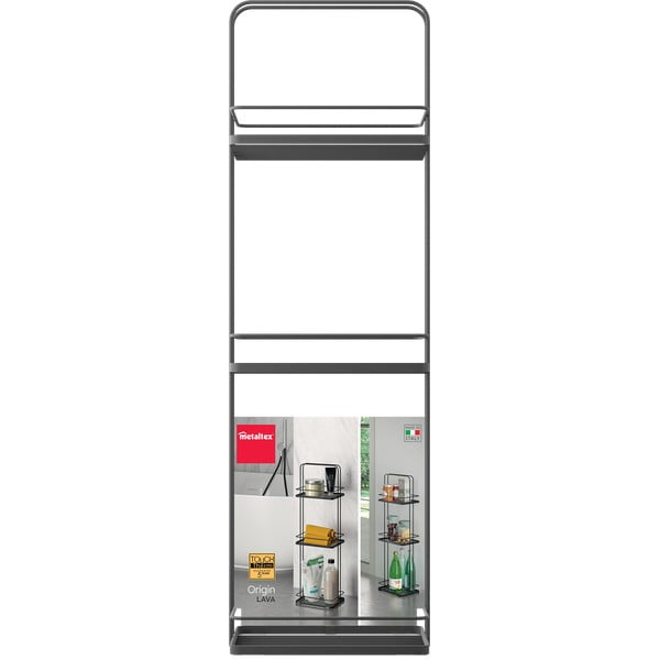 Mensola da bagno nera opaca in acciaio Lava – Metaltex-image-4