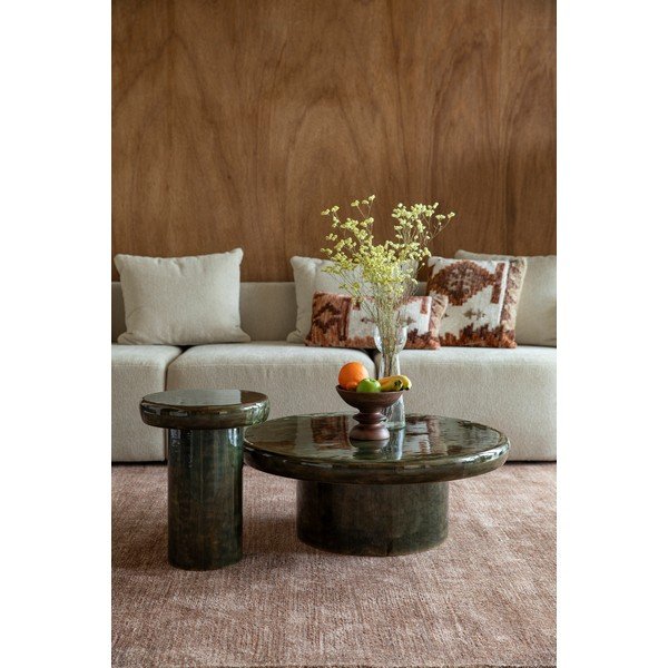 Tavolino da salotto rotondo verde in mango massiccio ø 60 cm Mush – Dutchbone-image-1