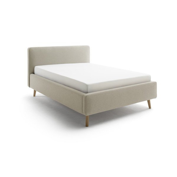 Letto matrimoniale imbottito grigio tortora con contenitore con rete inclusa 140x200 cm Mattis – Meise Möbel