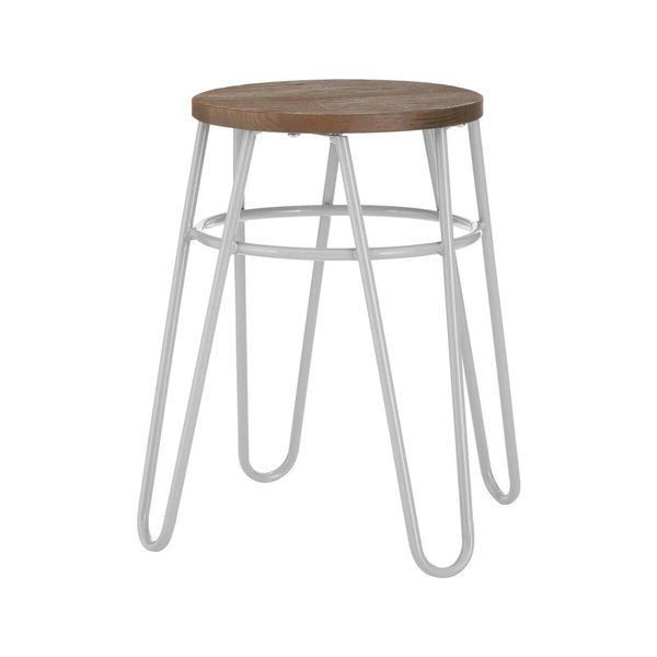 Sgabello grigio/di colore naturale in olmo massiccio District – Premier Housewares