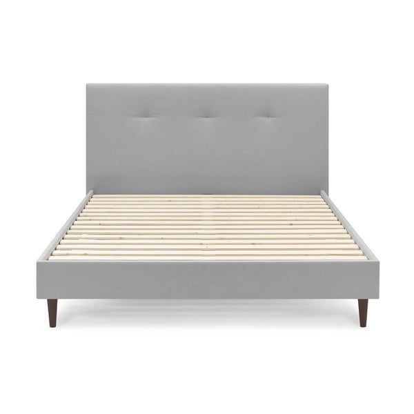 Letto matrimoniale imbottito grigio chiaro con griglia 180x200 cm Tory - Bobochic Paris-image-1