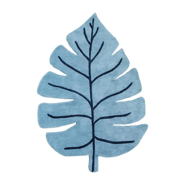 Tappeto blu per bambini 105x150 cm Monstera Leaf - Lilipinso