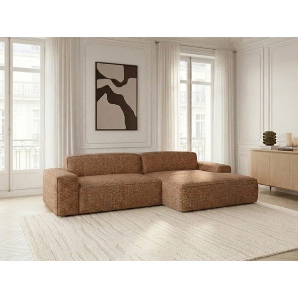 Divano angolare arancione allungabile/con movimento relax elettrico (con penisola a destra) Abel – Bobochic Paris-image-3