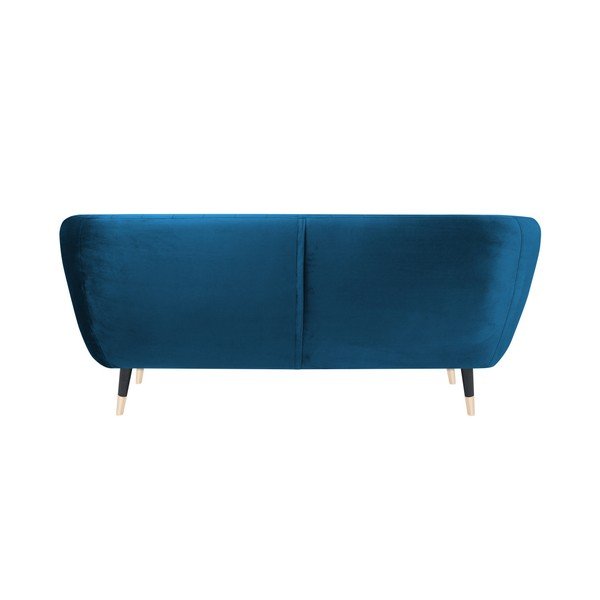 Divano blu con gambe nere Benito, 158 cm - Mazzini Sofas-image-4