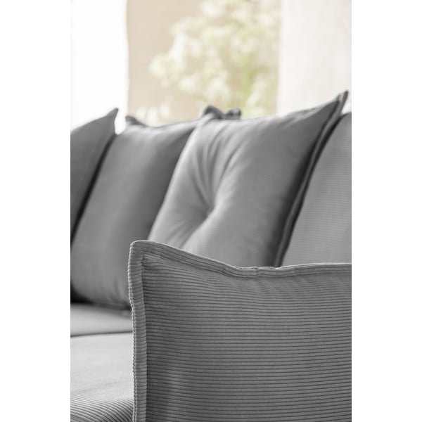 Divano letto angolare in velluto a coste grigio (angolo sinistro/"U") Lazy Lukka - Miuform-image-4