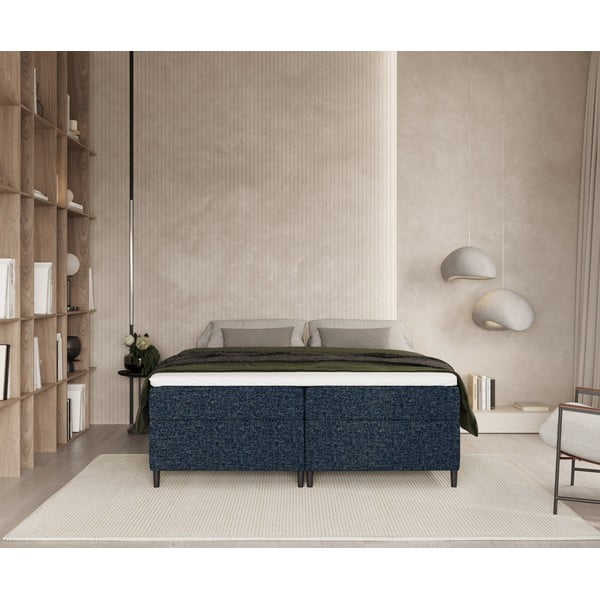 Letto boxspring blu scuro con contenitore 180x200 cm Araya - Maison de Rêve-image-3
