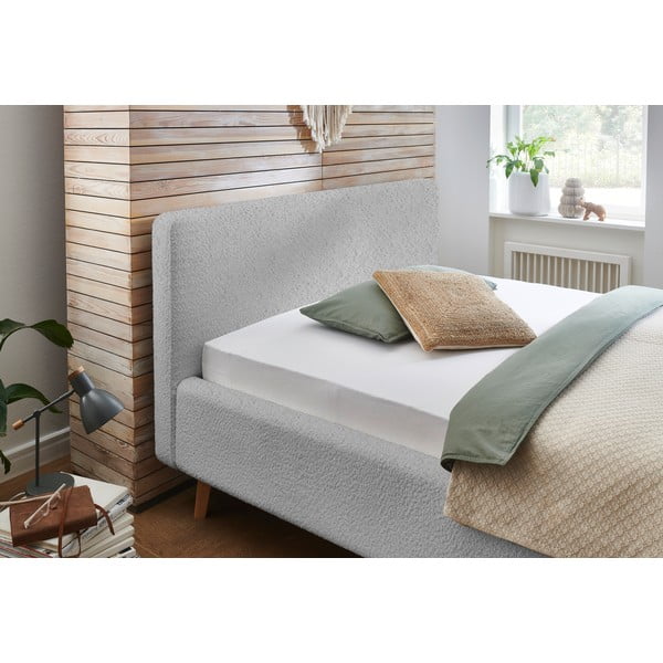 Letto matrimoniale imbottito grigio chiaro rete non inclusa 160x200 cm Mattis – Meise Möbel-image-1