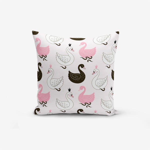 Federa in misto cotone con sfondo rosa Animali gentili, 45 x 45 cm - Minimalist Cushion Covers