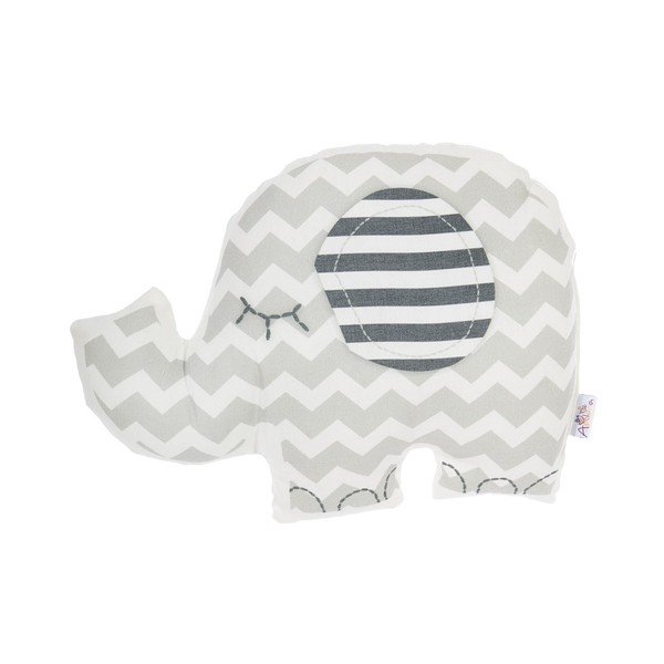 Cuscino per bambini in misto cotone grigio Mike & Co. Cuscino NEW YORK Elefante giocattolo, 34 x 24 cm - Mike & Co. NEW YORK
