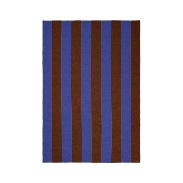 Passatoia blu/marrone in misto lana tessuta a mano 80x200 cm Sissel – Jotex