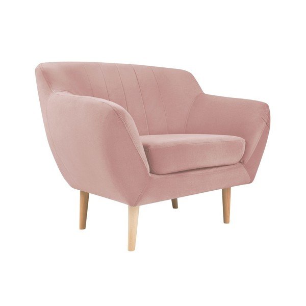Poltrona in velluto rosa chiaro Sardaigne - Mazzini Sofas-image-2