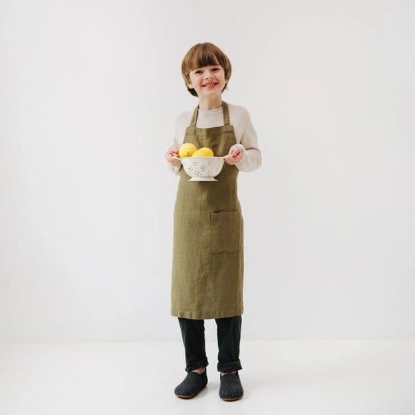 Grembiule da bambino in lino verde scuro, 67 x 57 cm Martini - Linen Tales-image-1