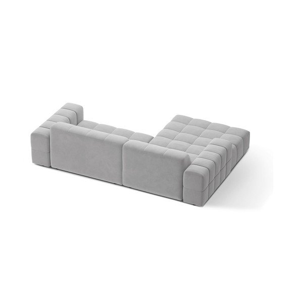 Divano angolare grigio chiaro (con penisola a sinistra/con chaise lounge) con rivestimento in velluto Chicago – Cosmopolitan Design-image-2
