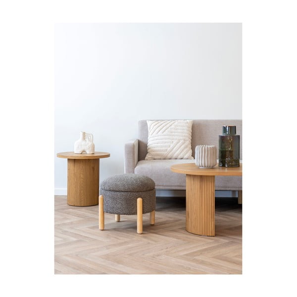 Pouf in tessuto bouclé marrone Medas - House Nordic-image-4