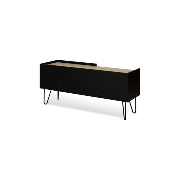 Cassettiera nera con ripiano e anta , 140 x 59 cm Nina - TemaHome-image-3
