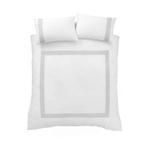 Biancheria da letto in cotone bianco e grigio per letto matrimoniale 200x200 cm - Bianca