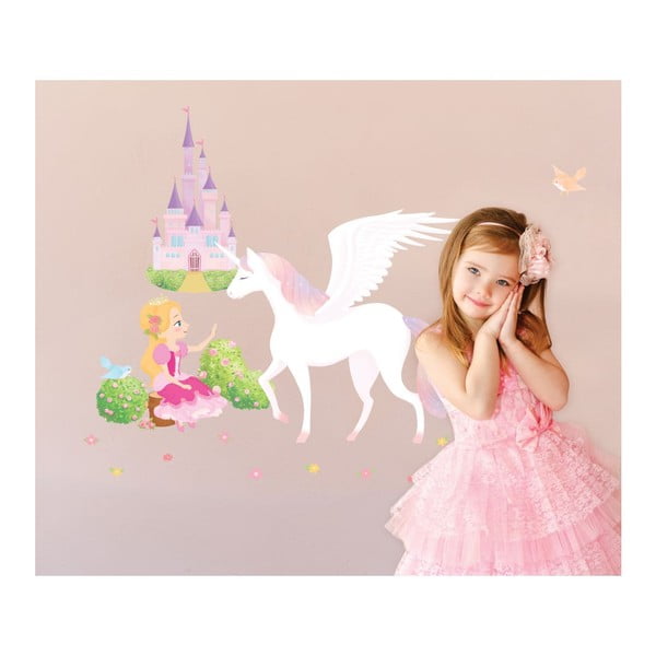 Set di adesivi murali con principessa, unicorno e castello - Ambiance