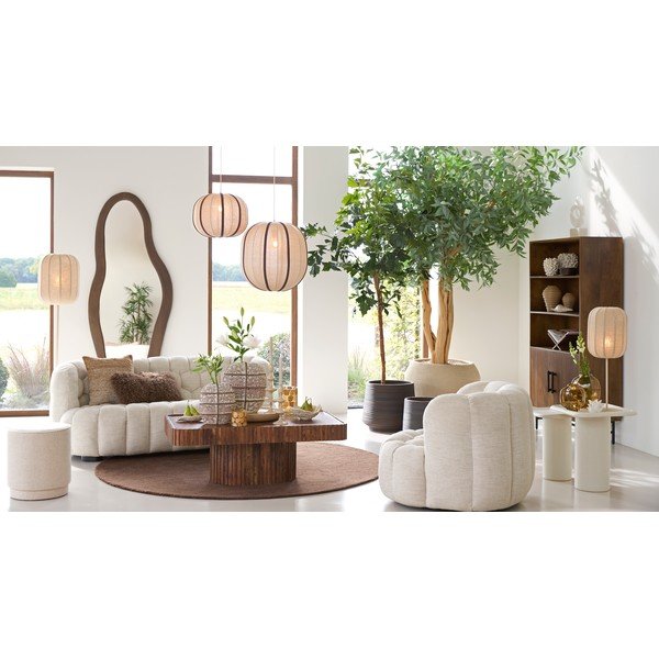Lampadario color crema con paralume in tessuto Esmiria – Light & Living-image-1
