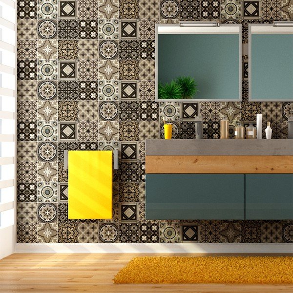 Set di 9 adesivi murali Wall Decal Tiles Azulejos Pompei, 20 x 20 cm - Ambiance