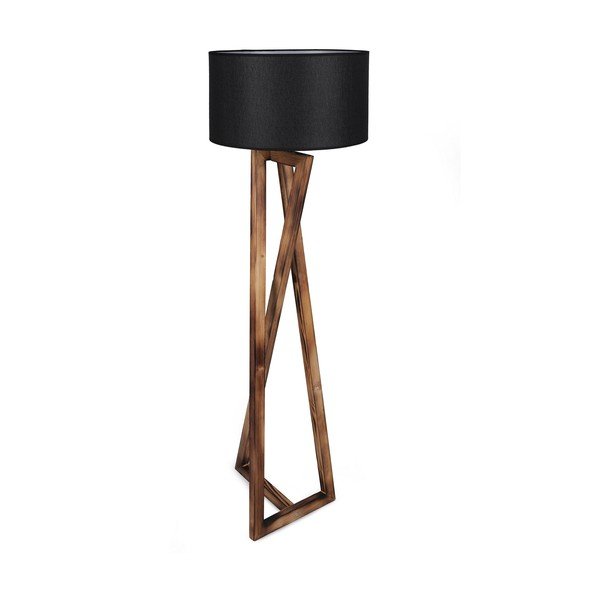 Lampada da terra nera/marrone con paralume in tessuto (altezza totale 149 cm) Maçka – Opviq lights-image-4