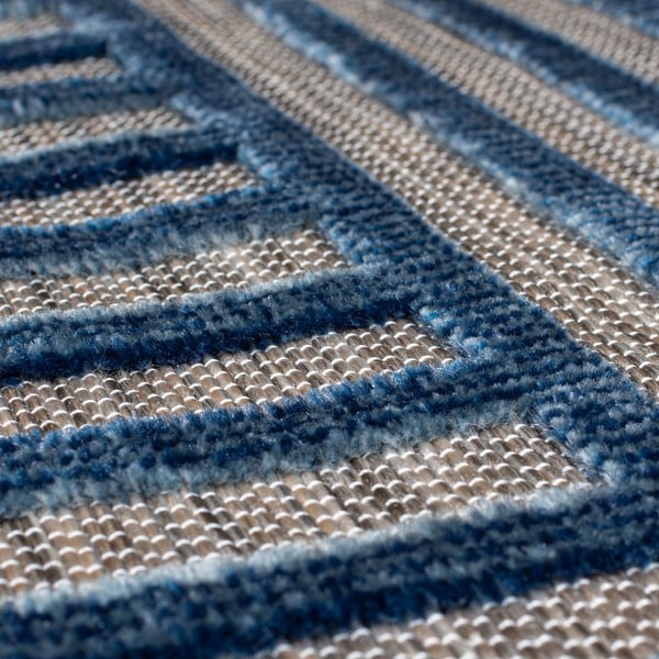 Tappeto da interno e esterno blu scuro 120x170 cm Vigo Blocks – Flair Rugs-image-3