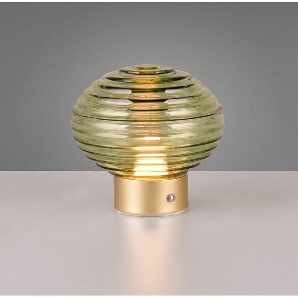 Lampada da tavolo LED dimmerabile in verde e oro con paralume in vetro (altezza 14,5 cm) Earl - Reality-image-1
