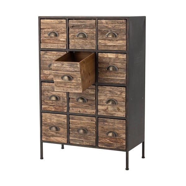 Cassettiera in metallo nero-marrone 60,5x92x33,5 cm Matteo - Bloomingville-image-3