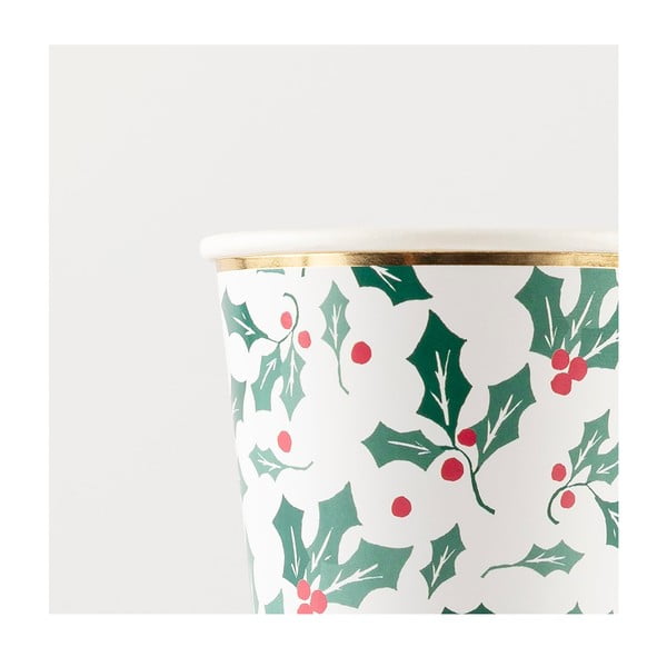 Bicchieri di carta monouso in set da 8 Holly Pattern - Meri Meri-image-1