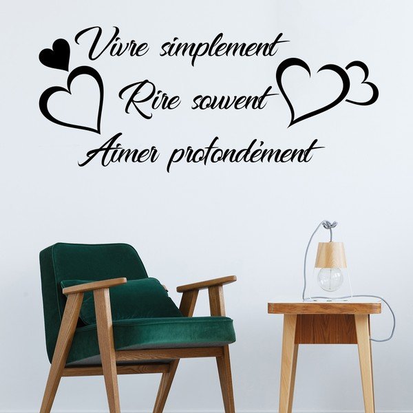 Černá samolepka Ambiance Quote Vivre Simplement