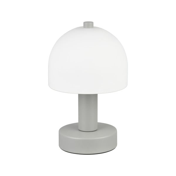 Lampada da tavolo grigia con paralume in vetro (altezza totale 19 cm) Glenn – Trio