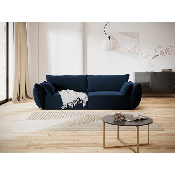 Divano blu scuro con rivestimento in velluto 208 cm Vanda – Mazzini Sofas-image-1