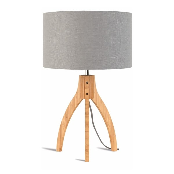 Lampada da tavolo con paralume grigio chiaro e struttura in bambù Annapurna - Good&Mojo