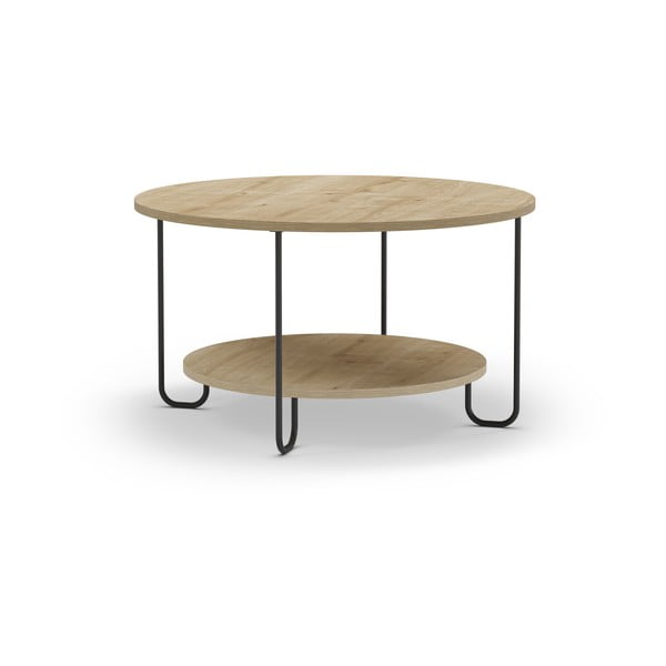 Tavolino rotondo con piano in rovere naturale ø 80 cm Tonka - Marckeric-image-2