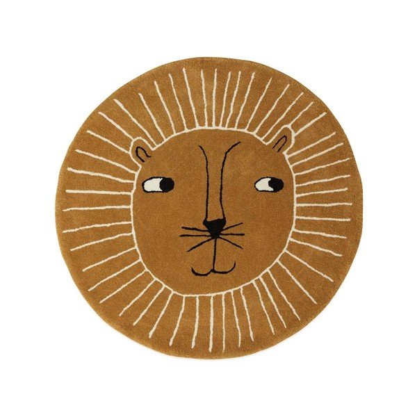 Tappeto per bambini marrone in misto lana ø95 cm Lion – OYOY Mini