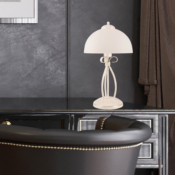 Lampada da tavolo bianca con paralume in vetro, altezza 43 cm Adelle - LAMKUR-image-1