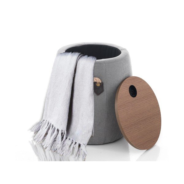 Pouf grigio con contenitore, ø 40 cm Barril - Tomasucci-image-2