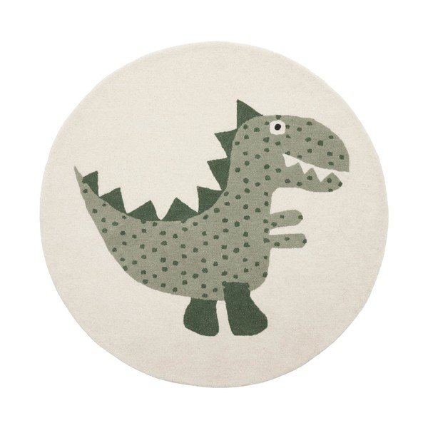 Tappeto per bambini verde in misto lana tessuto a mano ø120 cm Theo DIno – OYOY Mini