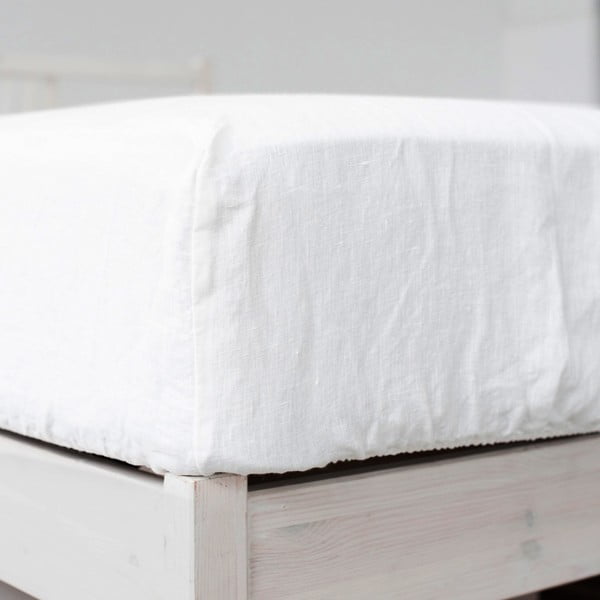 Lenzuolo bianco in lino con angoli 180x200 cm - Linen Tales-image-2