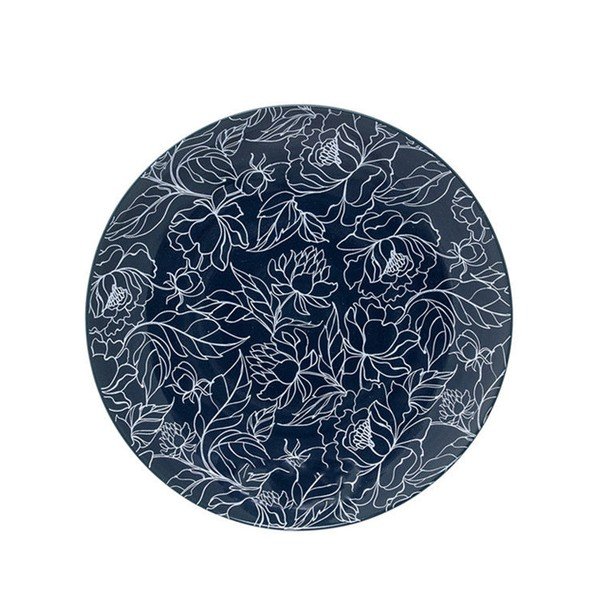 Tmavě modrý talíř Bloomingville Fleur, ⌀ 20 cm